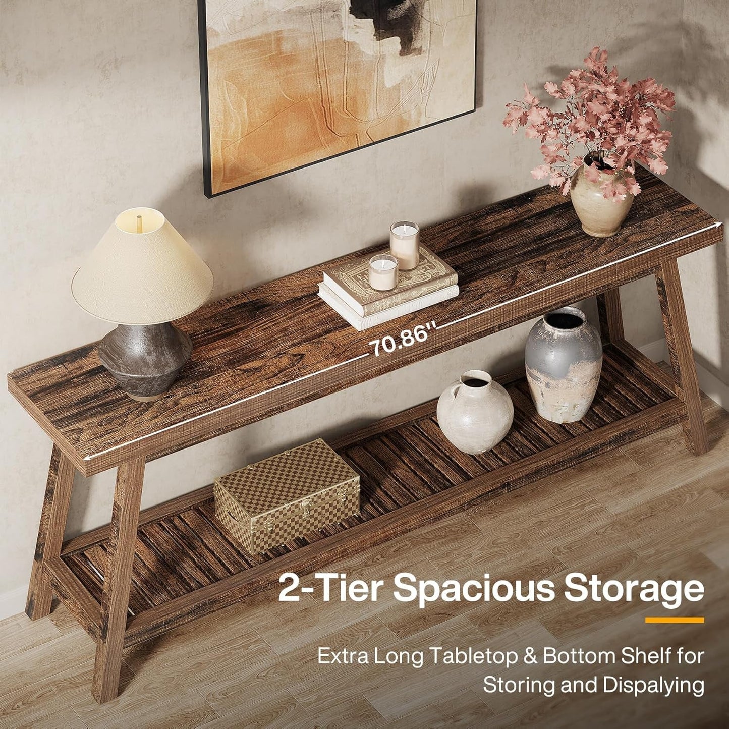 70.9 Inches Entryway Console Table Farmhouse Rustic