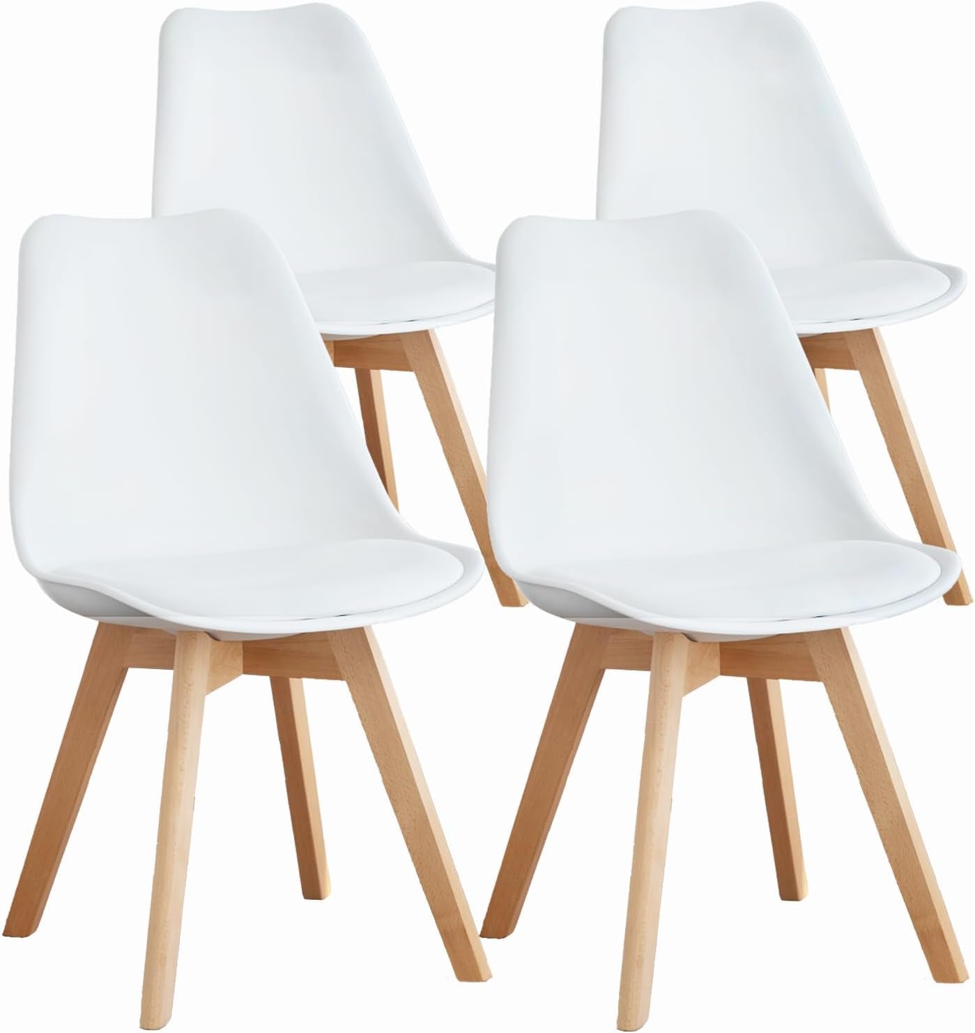 SetOfFour White Contemporary PU Leather Dining Chairs