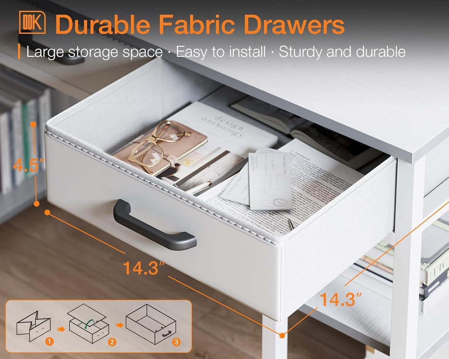 White 48 Inch Contemporary Premier Desk With Drawers