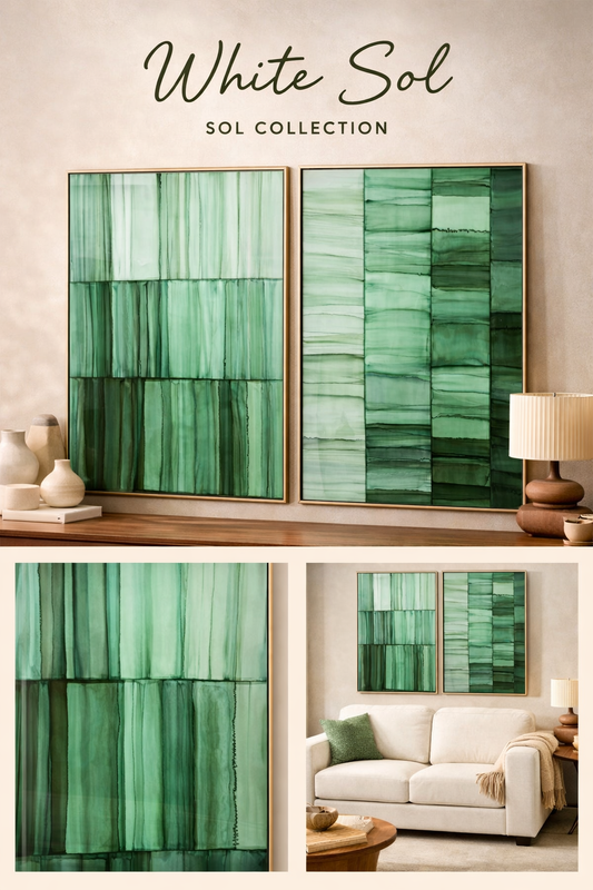 Soft Forest Green Modern Framed Wall Art for modern gallery walls