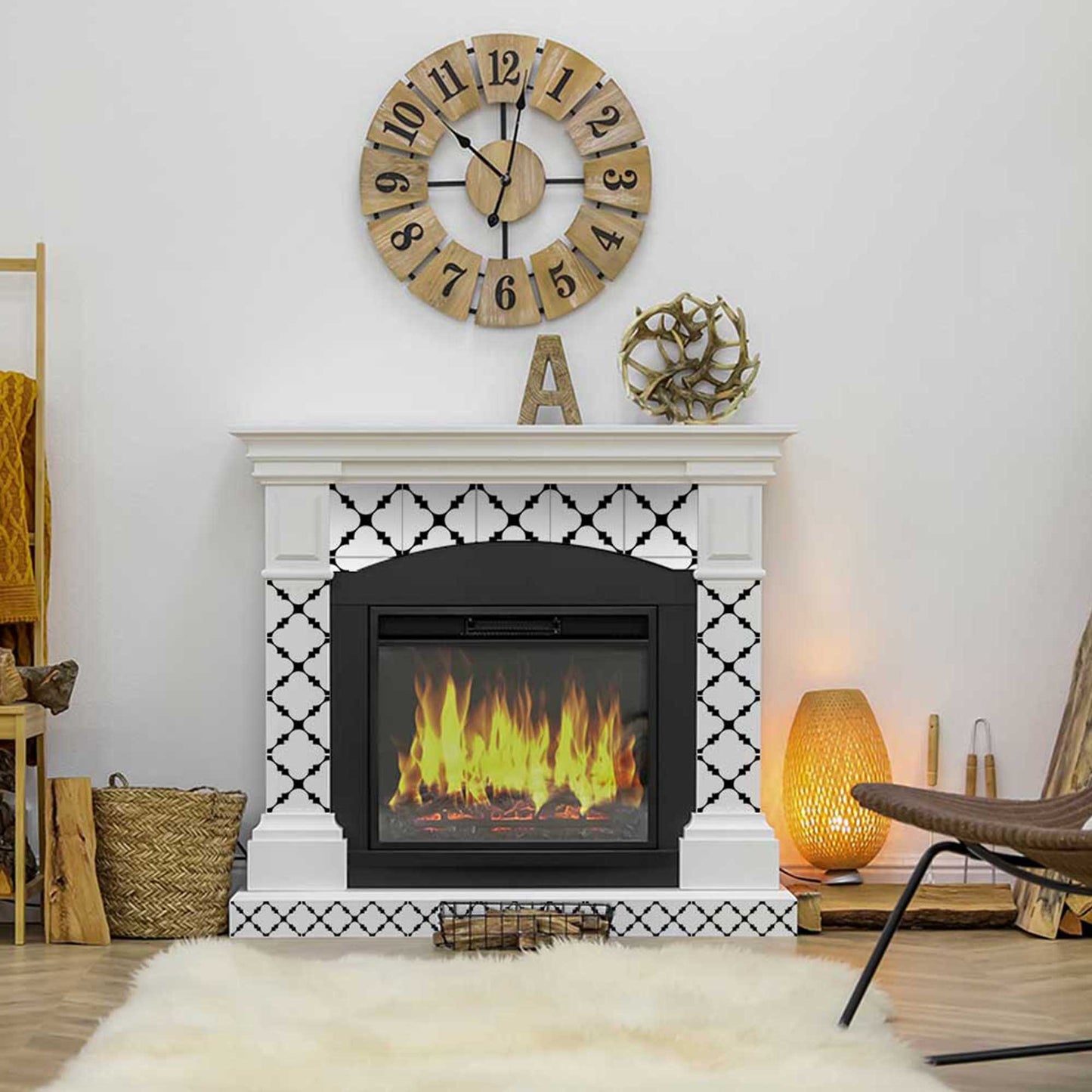 Bathroom Black and white tile stickers easy to apply pattern tiles Model - B50