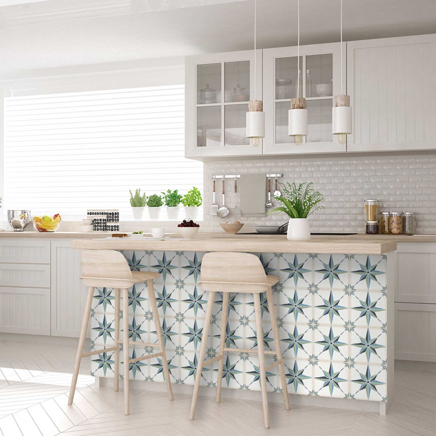Renter friendly backsplash Tile Stickers star shaped kitchen tiles Model - B62