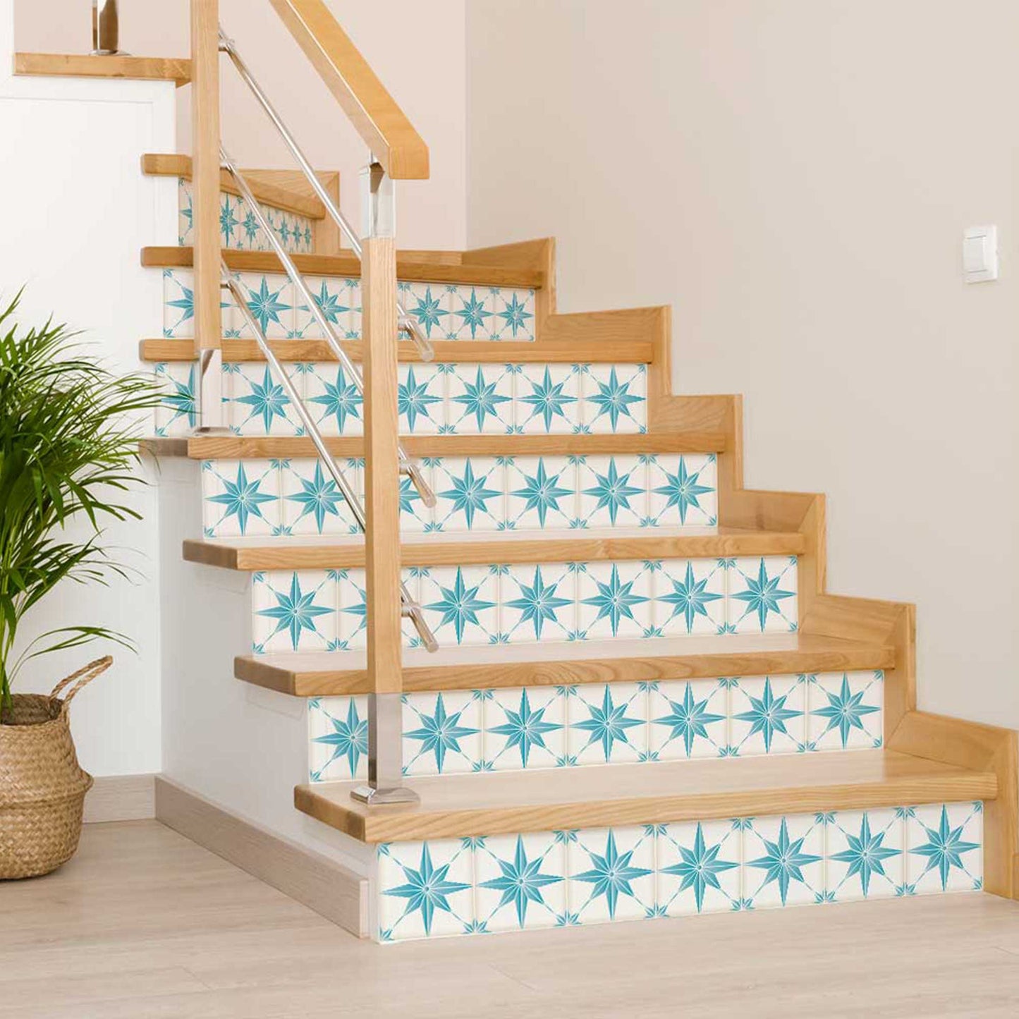 Light Blue star shaped Easy to Install Tile Stickers for DIY Home Renovations Model - B75