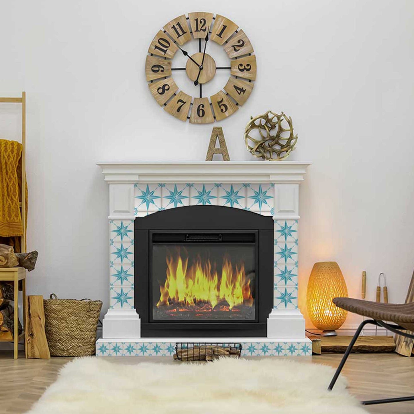 Light Blue star shaped Easy to Install Tile Stickers for DIY Home Renovations Model - B75