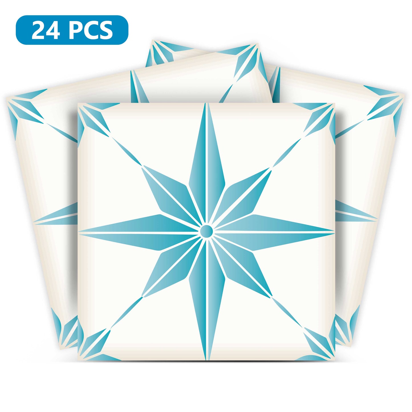Light Blue star shaped Easy to Install Tile Stickers for DIY Home Renovations Model - B75