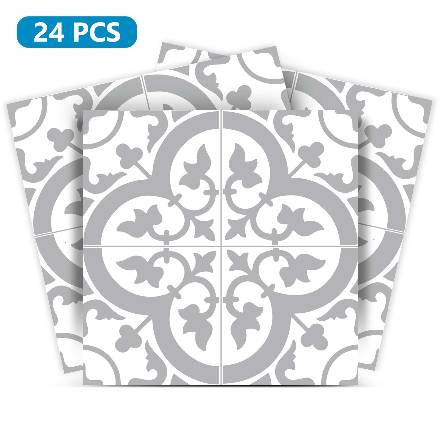 Gray and White pattern tile stickers for floor design easy installation Model - B78