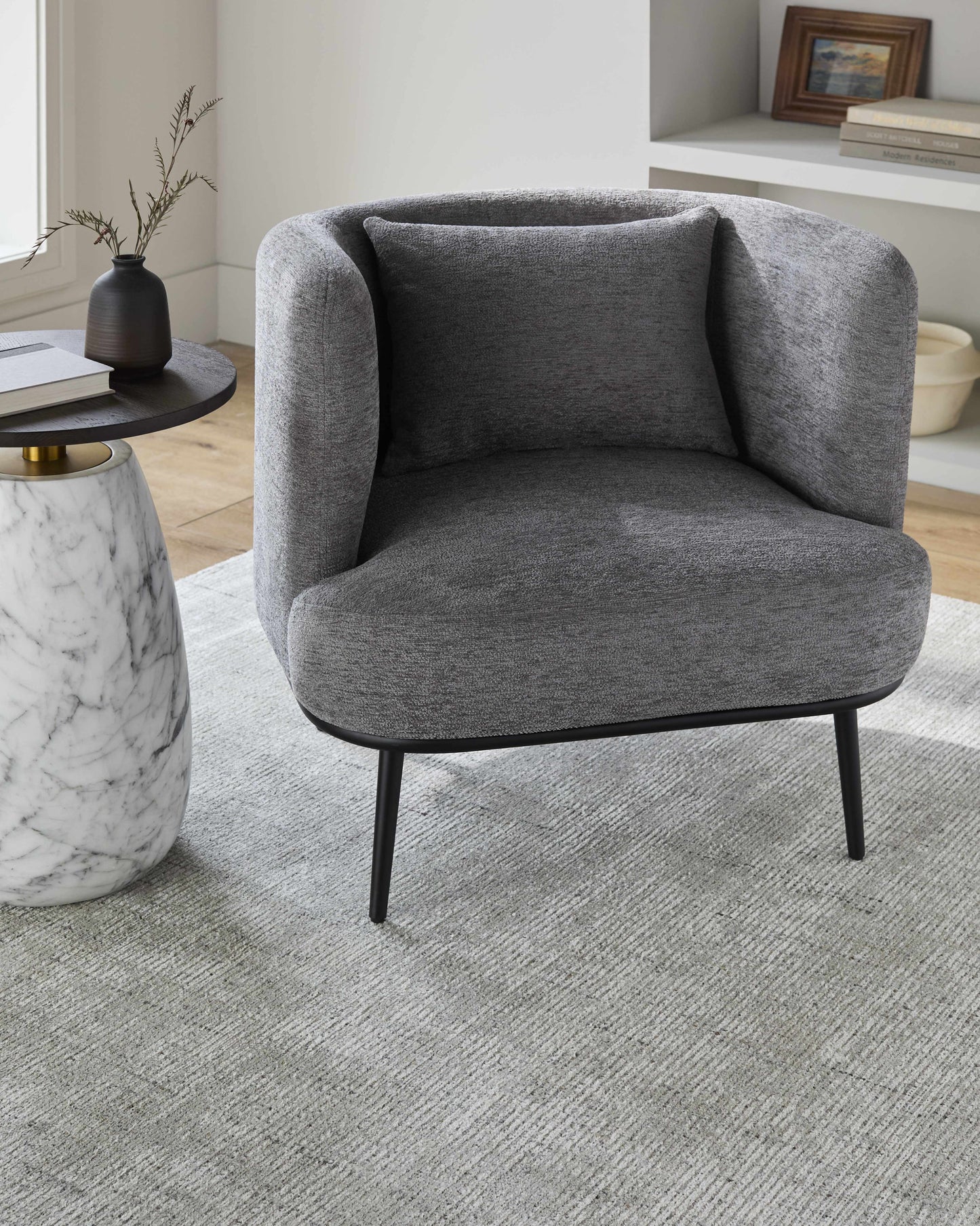 Courtisols Modern Curved Gray Accent Chair