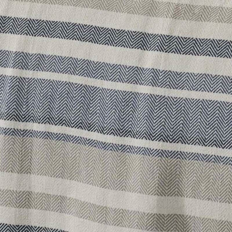 Full/Queen size Navy Blue Tan Cream Chevron Stripe Lightweight Cotton Blanket