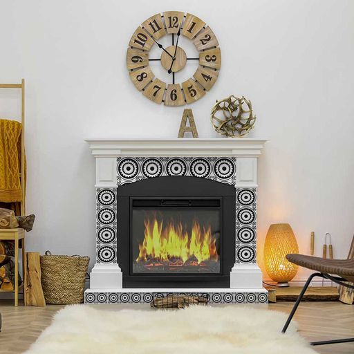 Circle pattern Black and White Tile Stickers for home decoration Model - BKW4