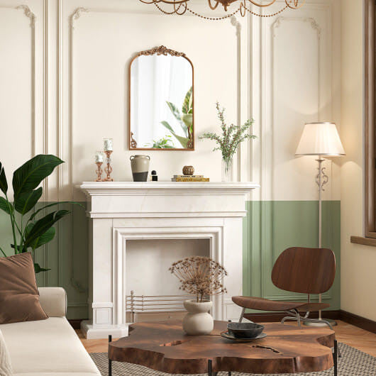 Arched Mirror for Wall Gold Traditional Vintage Ornate Baroque Mirror with Metal Frame-M