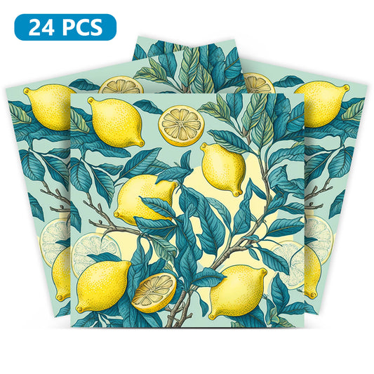 Lemon Sorrento Removable Floor Tile Stickers for Renters Green and Yellow Model - L13