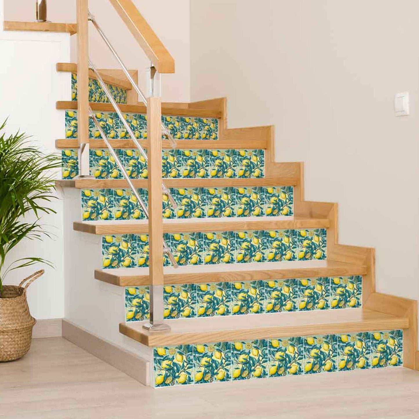 Lemon Sorrento Removable Floor Tile Stickers for Renters Green and Yellow Model - L13