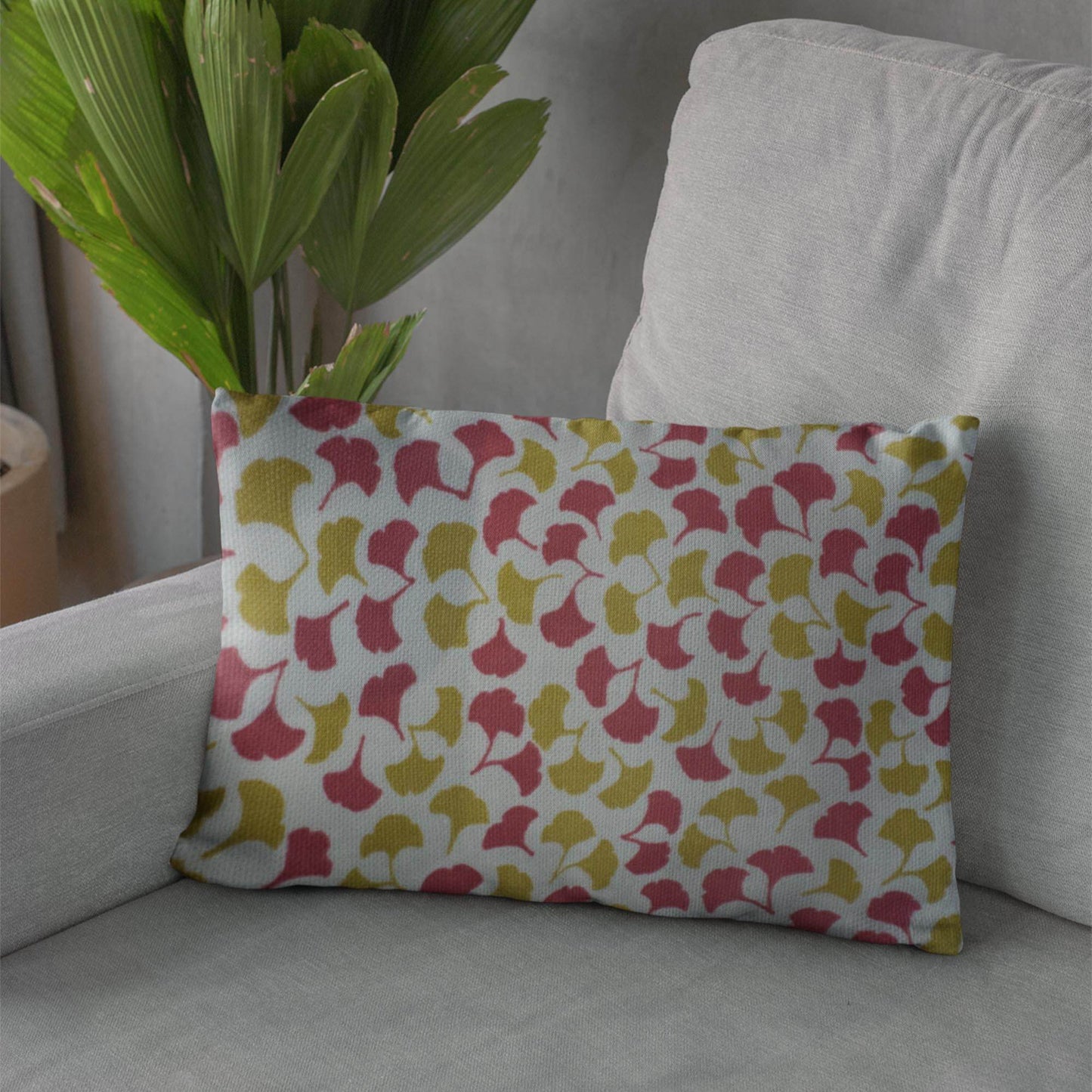 Plutus Red Mustard Beige Autumn Blossom Floral Luxury Throw Pillow