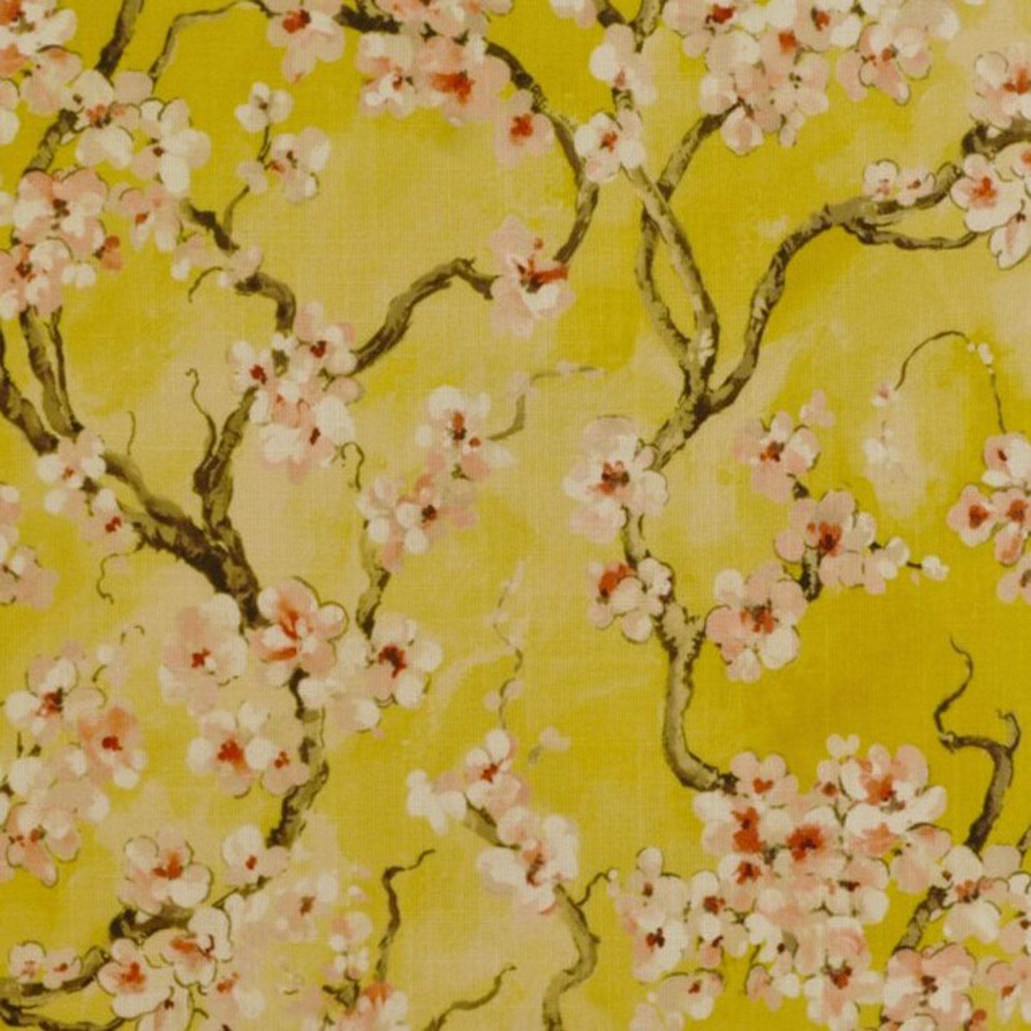 Plutus Curry Garden Cherry Blossoms Printed On A Linen Looking Polyester. Luxury Throw Pillow