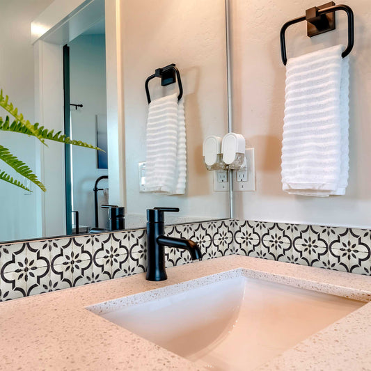 Black and White Vintage Rustic Removable Floor Tile Stickers for Renters Model- R41