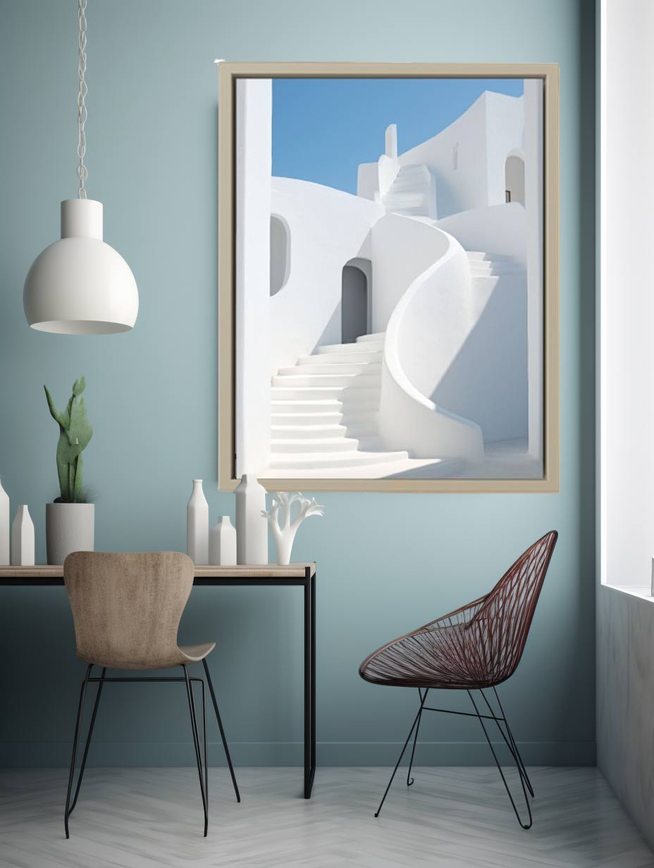 White Stairs Art Canvas Art Print