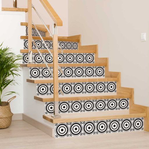 Circle pattern Black and White Tile Stickers for home decoration Model - BKW4