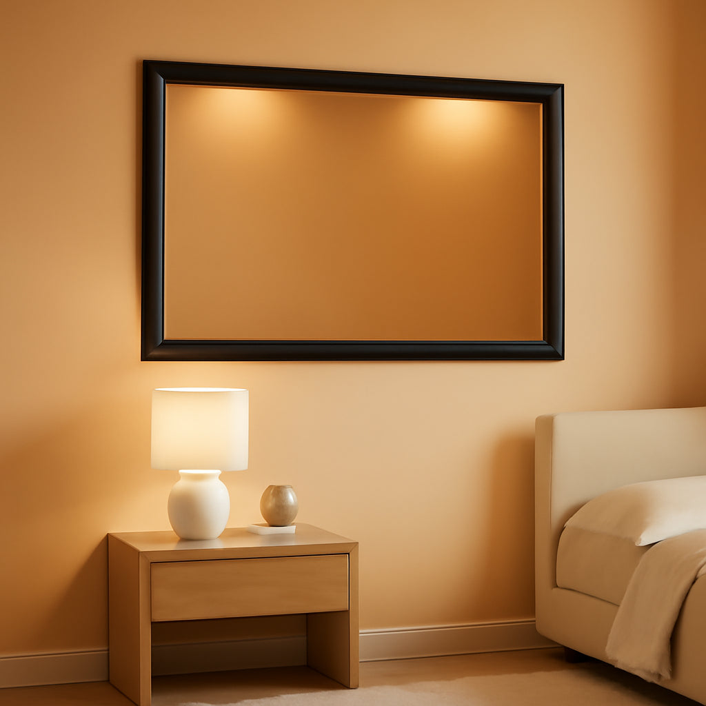 Black Bathroom Mirror 48x32 Wall Mounted Large Vanity