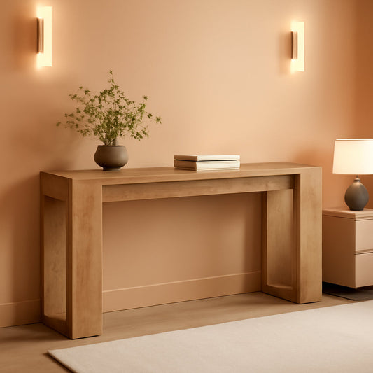 Seventy Point Nine Inch Long Console Table Light Oak Brown