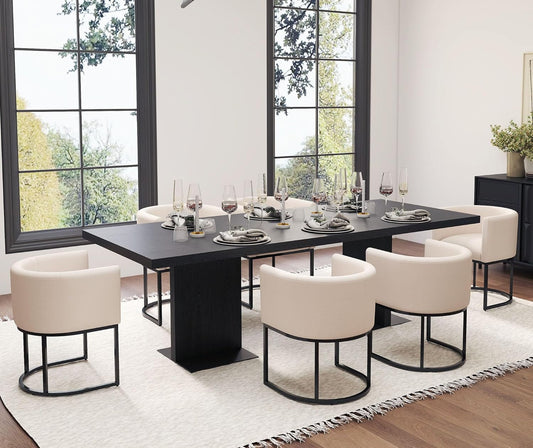 Cream Upholstered Barrel Dining Chairs 18.5-Inch Wide