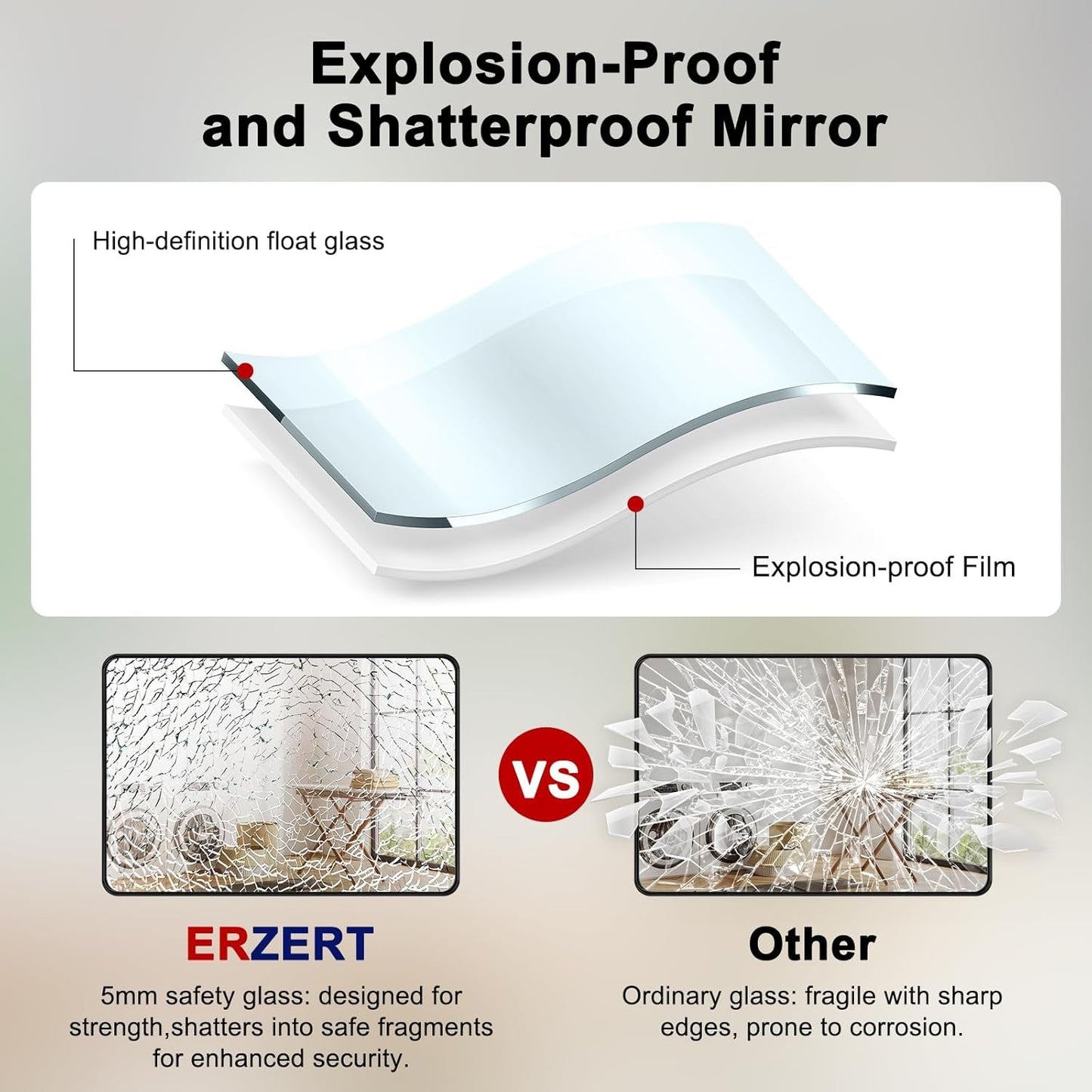 24x36 Matte Black Rectangular Mirrors Bathroom Vanity