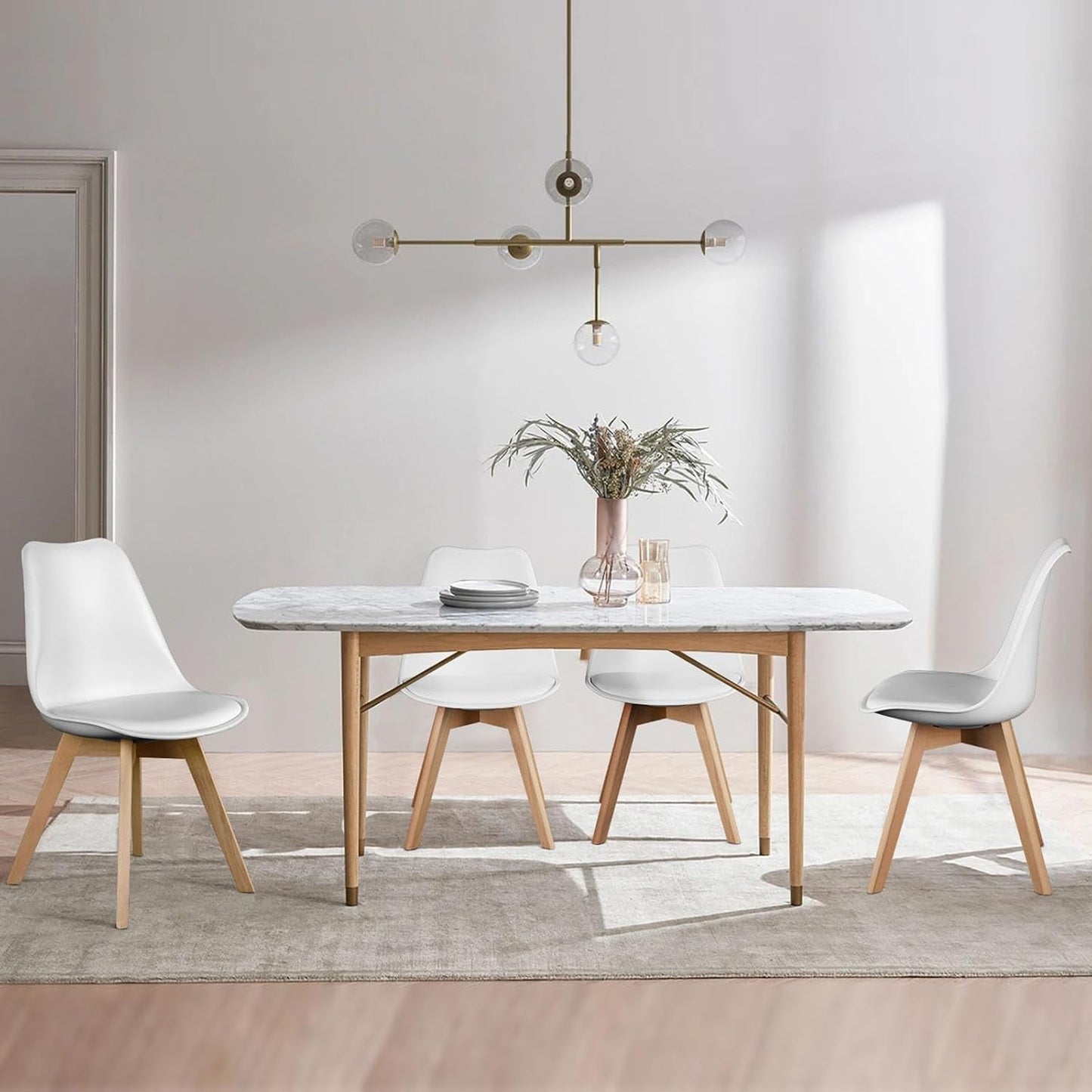 SetOfFour White Contemporary PU Leather Dining Chairs