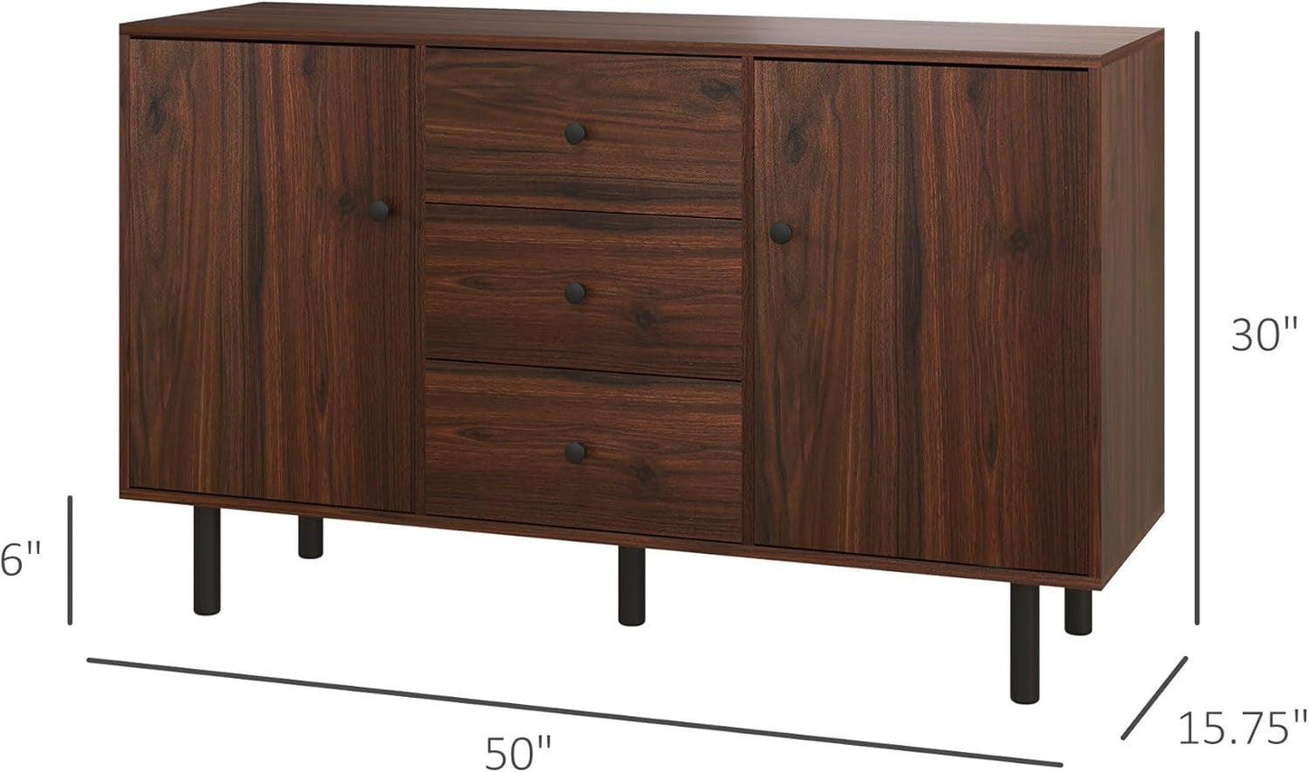 Rustic Brown Sideboard Buffet Cabinet With Three Drawers