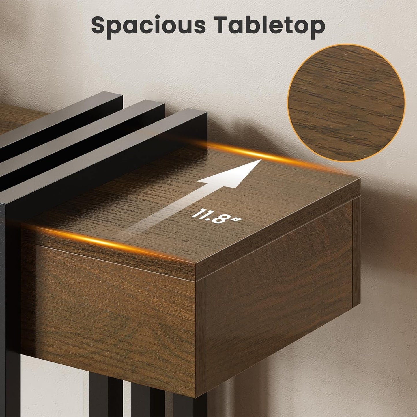 63Inch Walnut Console Table Sleek With Power Outlet