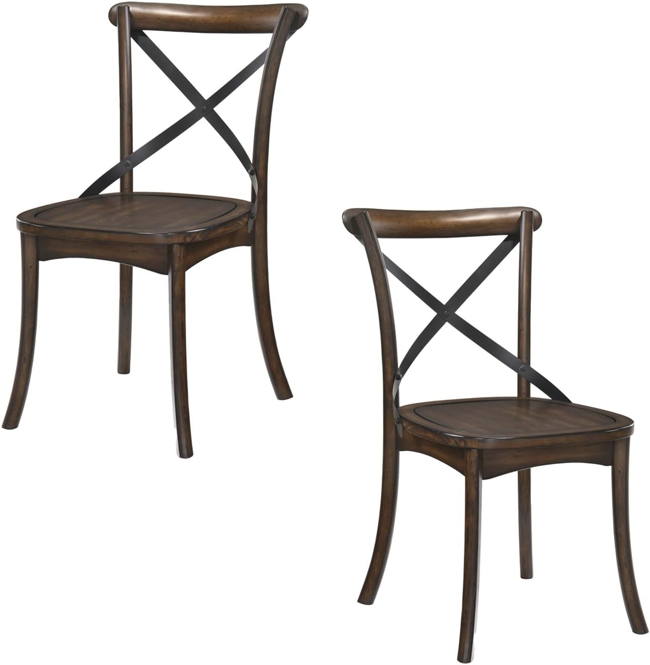 High Quality XBack Dining Chairs Two DarkOakFinish