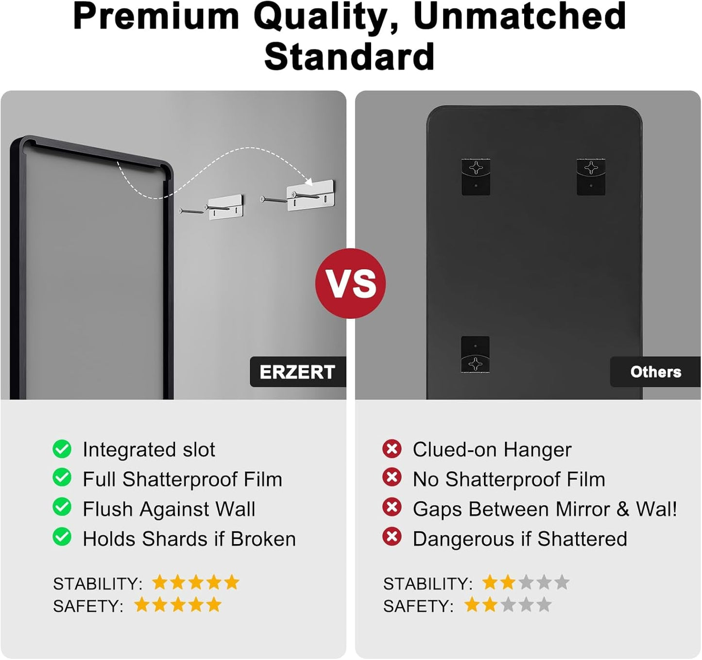 24x36 Matte Black Rectangular Mirrors Bathroom Vanity