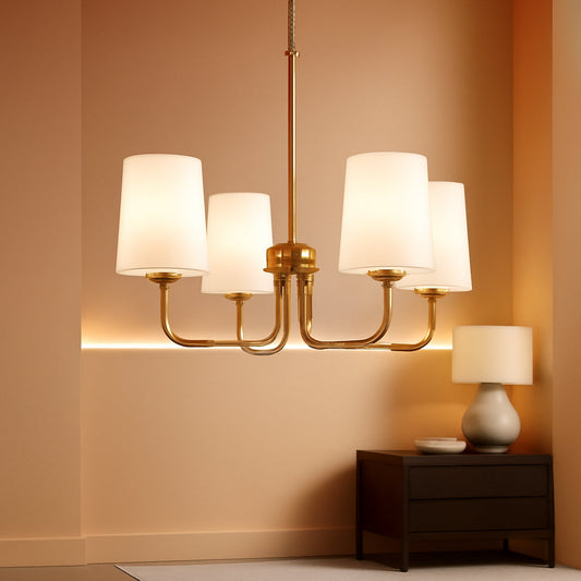 Brass Farmhouse Chandelier Five Light Adjustable Fixture