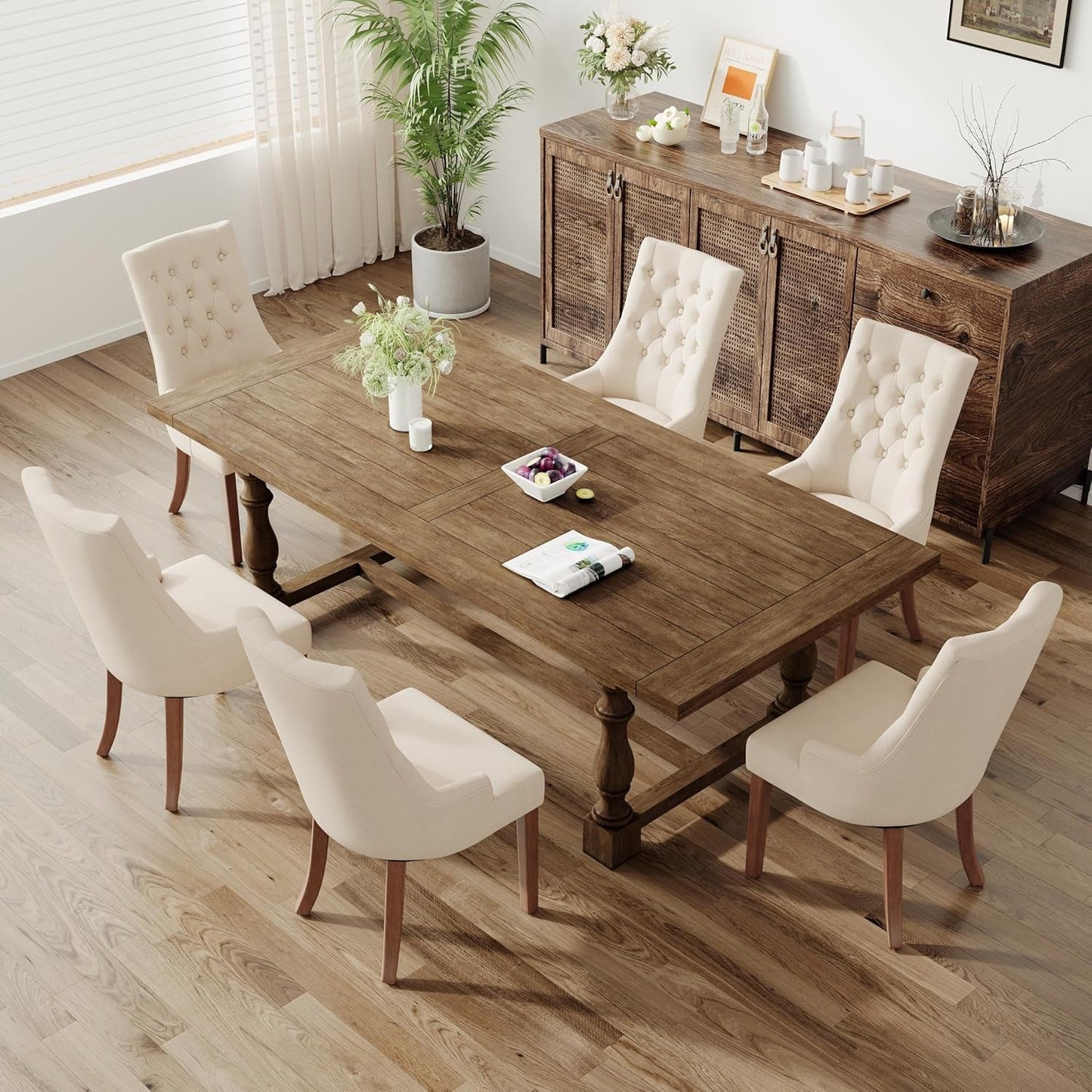 Beige Tufted Contemporary Dining Chairs Collection