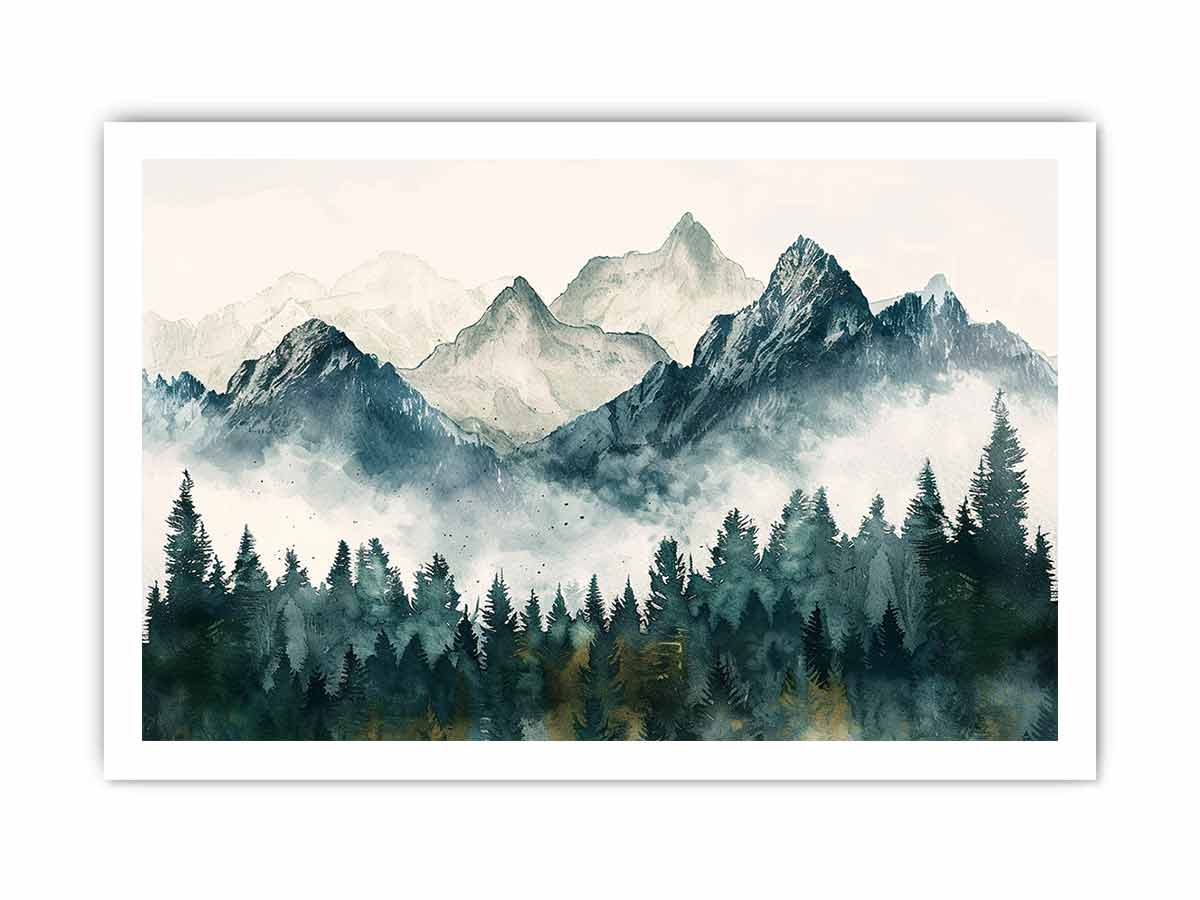 Foggy Mountian Valley  Canvas Art Print