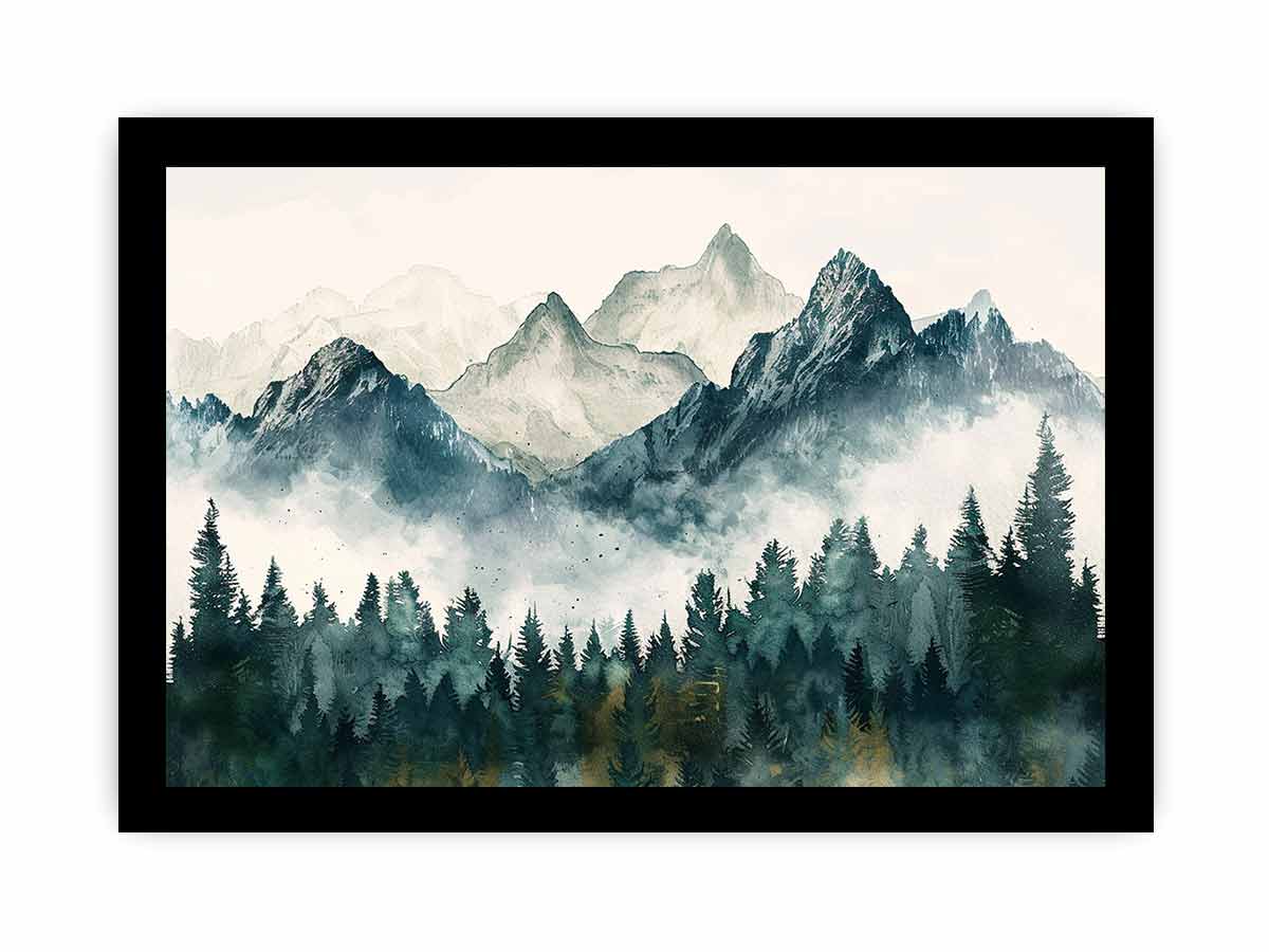 Foggy Mountian Valley  Canvas Art Print