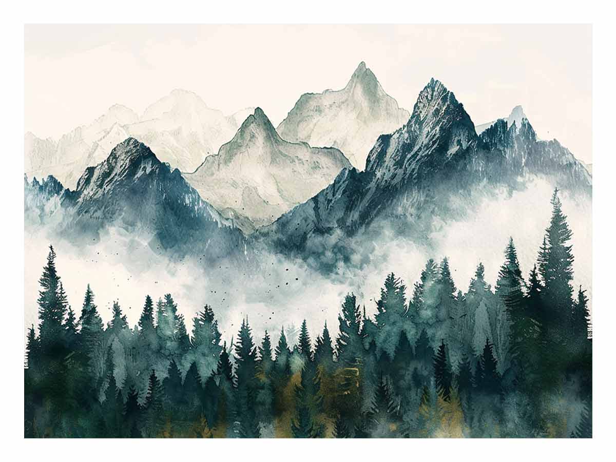 Foggy Mountian Valley  Canvas Art Print