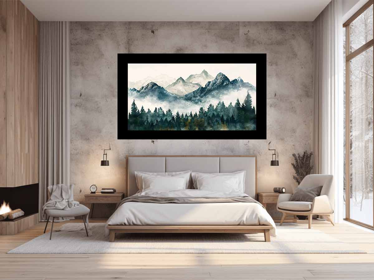 Foggy Mountian Valley  Canvas Art Print