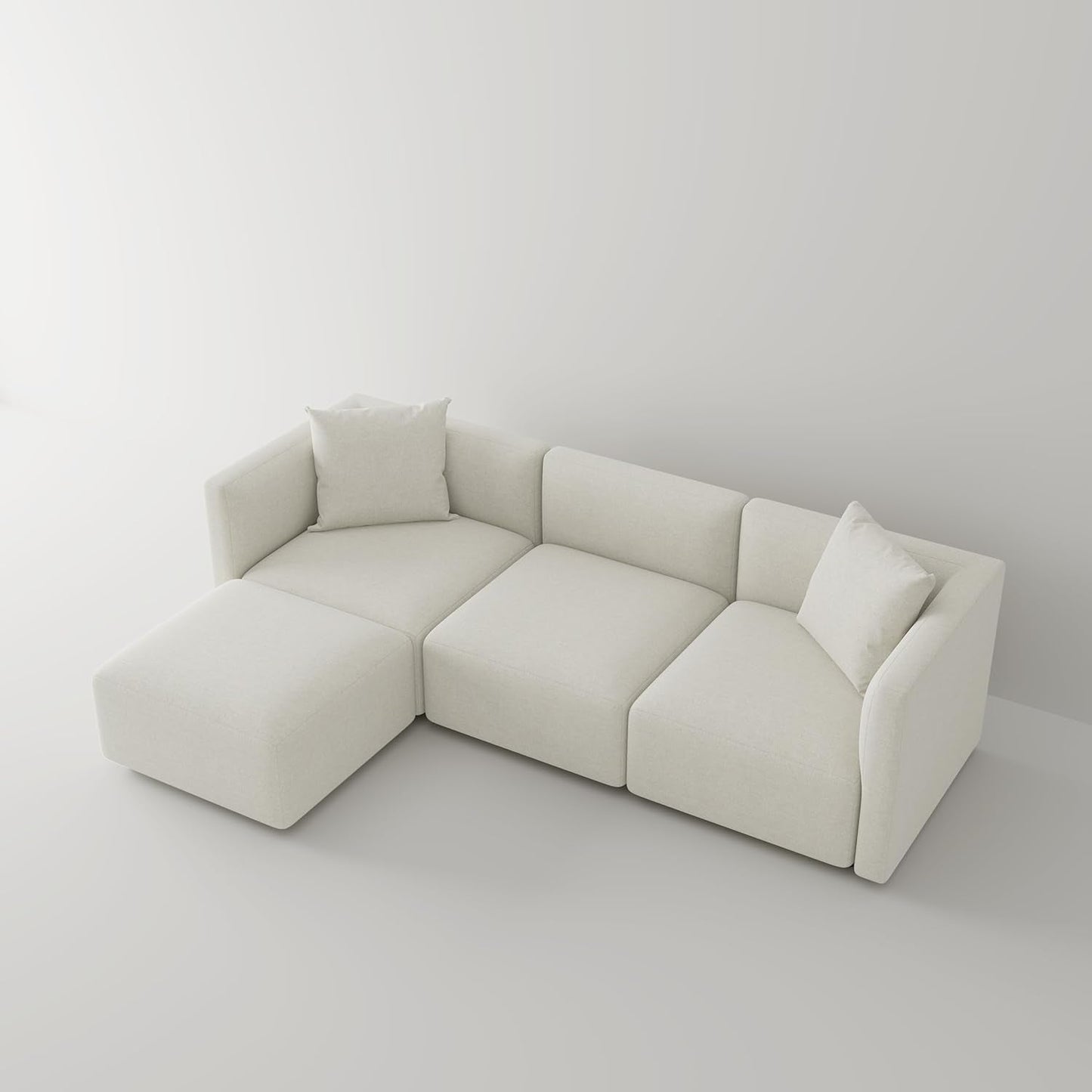 L Shaped Convertible Modular Sectional Sofa Cream Chaise
