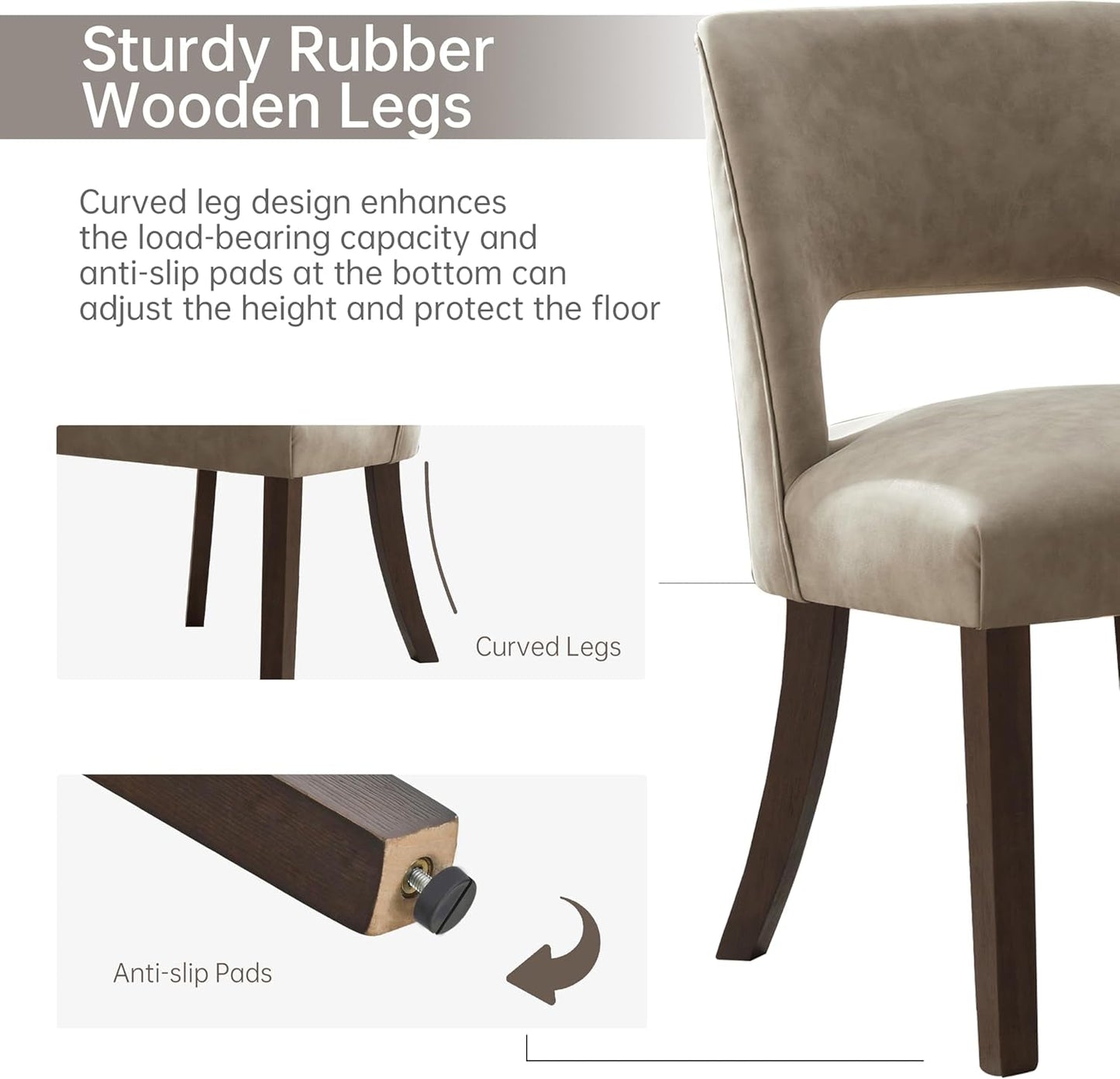 Beige Faux Leather Dining Chairs ErgonomicDesign Set