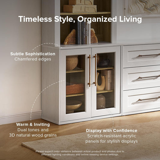 Two Tone Oakwood Acrylic Modular Buffet Cabinet Unit