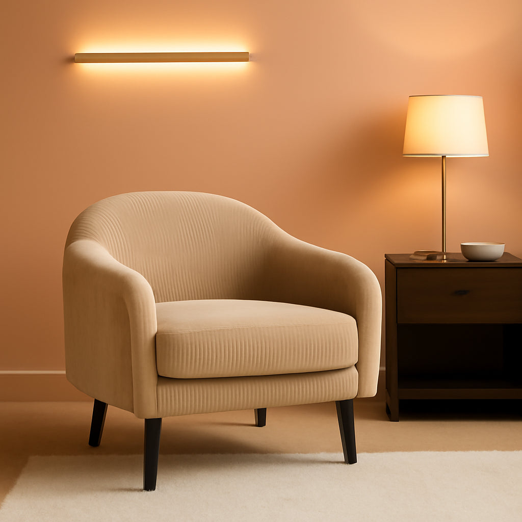 Luxurious Khaki Corduroy Barrel Chair Set 30Inches