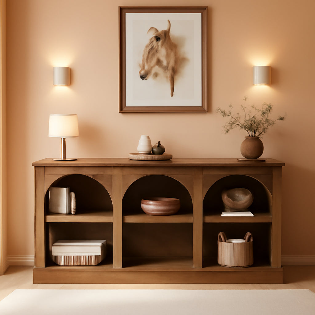63 Inch Console Table Three Tier Storage for Entryway