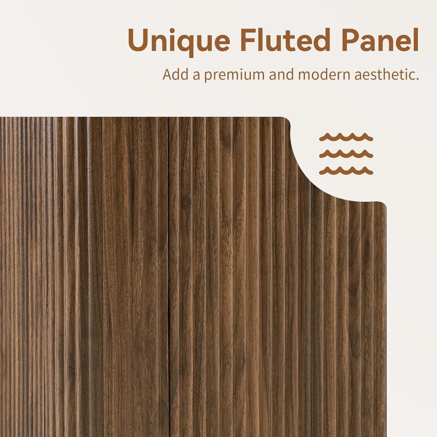 64 Inch Walnut Contemporary Buffet Sideboard Cabinet