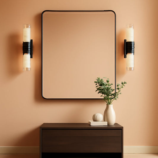 Matte Black Bathroom Vanity Mirror 24x32 Wall Mounted