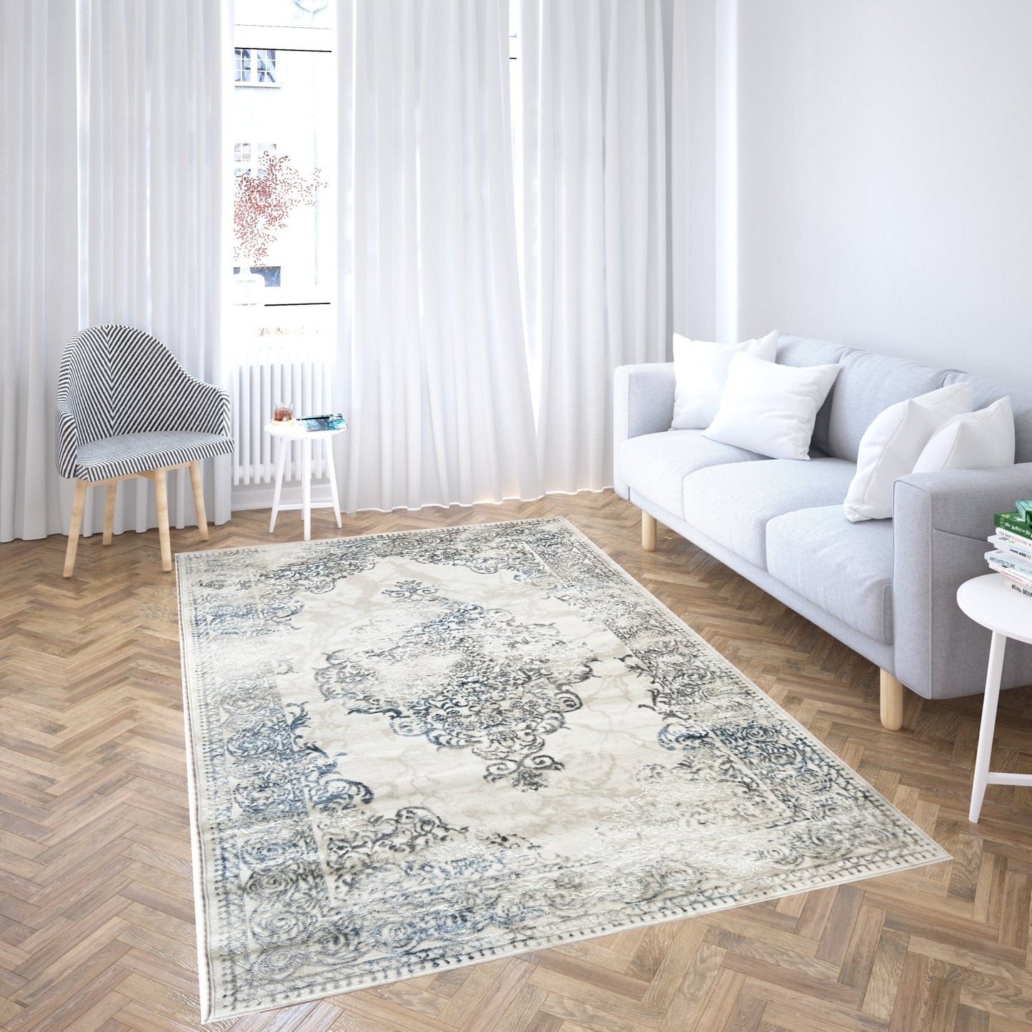 Canvello Area Rugs Premium Rugs for Living Room, Bedroom, Home Dining, Ivory, Grey, Beige, Blue