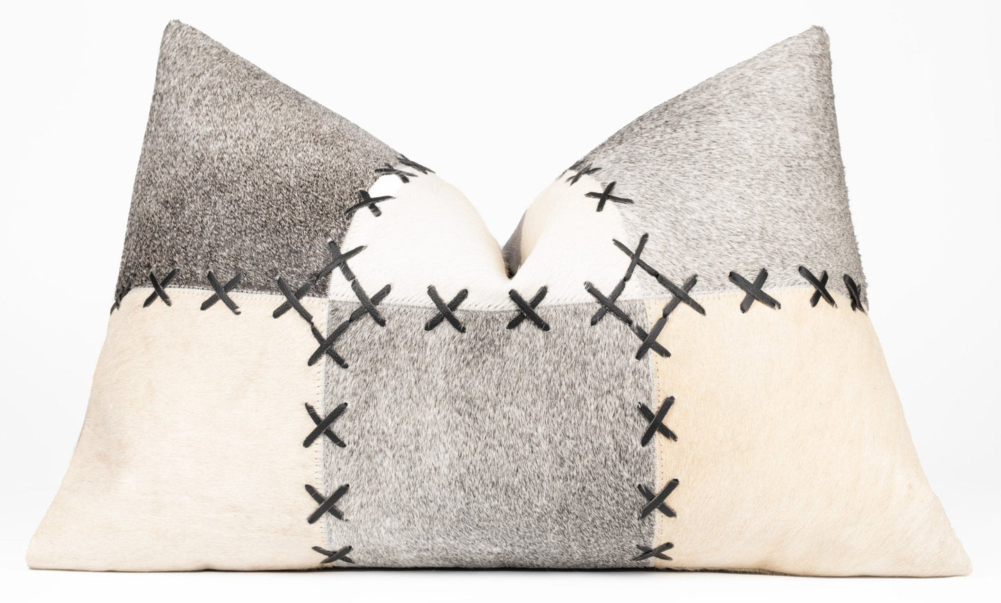 Canvello Genuine Cowhide Leather Decorative Throw Pillows - Handmade Patchwork Boho Accent Pillows For Sofa, Couch, Bed, Chair - Western Southwestern Farmhouse Pillow Covers With Feather Down Insert Included