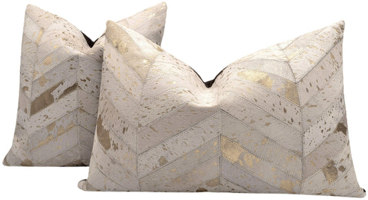 Canvello Genuine Cowhide Leather Decorative Throw Pillows - Handmade Patchwork Boho Accent Pillows For Sofa, Couch, Bed, Chair - Western Southwestern Farmhouse Pillow Covers With Feather Down Insert Included