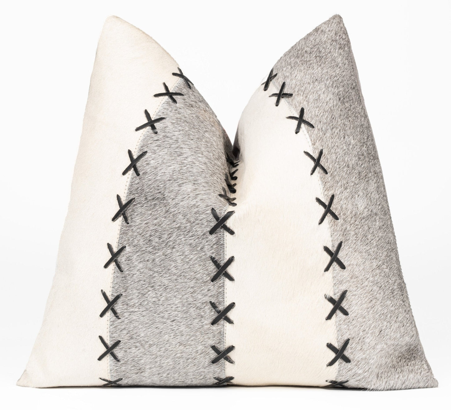 Canvello Genuine Cowhide Leather Decorative Throw Pillows - Handmade Patchwork Boho Accent Pillows For Sofa, Couch, Bed, Chair - Western Southwestern Farmhouse Pillow Covers With Feather Down Insert Included