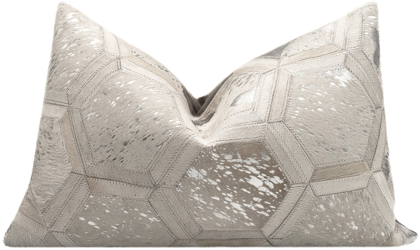 Canvello Genuine Cowhide Leather Decorative Throw Pillows - Handmade Patchwork Boho Accent Pillows For Sofa, Couch, Bed, Chair - Western Southwestern Farmhouse Pillow Covers With Feather Down Insert Included