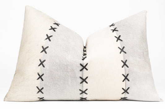 Canvello Genuine Cowhide Leather Decorative Throw Pillows - Handmade Patchwork Boho Accent Pillows For Sofa, Couch, Bed, Chair - Western Southwestern Farmhouse Pillow Covers With Feather Down Insert Included