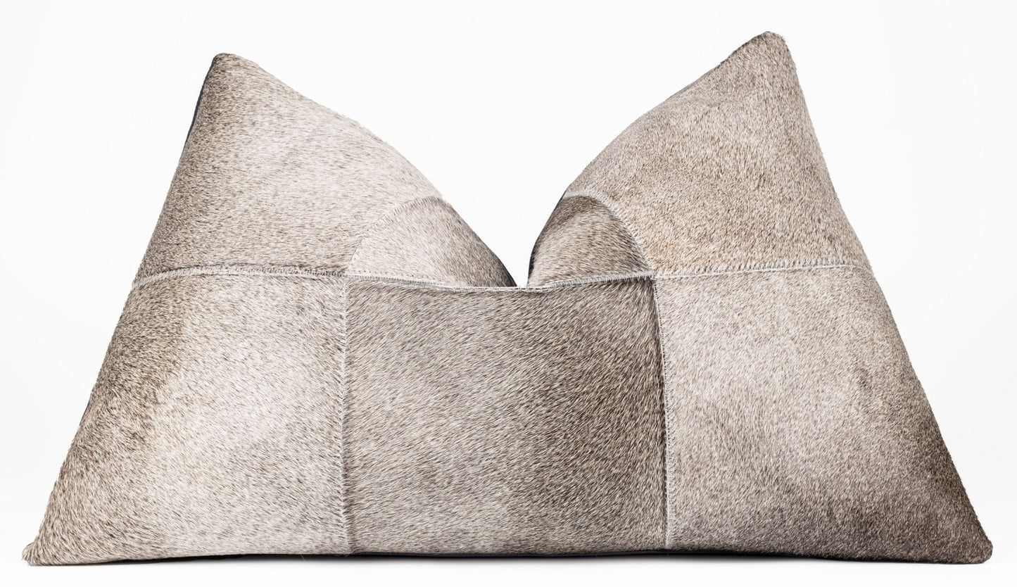 Canvello Genuine Cowhide Leather Decorative Throw Pillows - Handmade Patchwork Boho Accent Pillows For Sofa, Couch, Bed, Chair - Western Southwestern Farmhouse Pillow Covers With Feather Down Insert Included